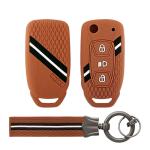 Keyzone striped key cover and Keychain fit for : Zest, Bolt, Tigor, Tiago, Hexa, Zica, Safari Storme, Nexon, Harrier flip key (KZS-13,KZS-Keychain)