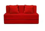 COZY COMFORT Folding Sofa Cum Bed with Cushion for Home & Living Room | Mattress- Perfect for Guests | Jute Fabric I Sofa Bed (Red, 3 * 6 Feet)