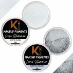 KINDED White Pearl and Greyish Silver Powder Loose Shimmer Glitter Eyeshadow for Women - Pack of 2, Each Pack 3 g