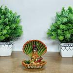 G-Srijan Attractive Bal Gopal Krishna Sitting on Sheshnag Having Makhan Decorative Showpiece - 9 cm (Aluminium, Multicolor, Gold)