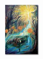 Tamatina Multicolor The Sacred Heart Scenery Nature Abstract Art Canvas Painting - 36X24 Inch