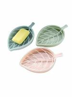 Krifton Plastic Leaf Shape Soap Holder Tray Pack of 3