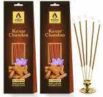 The Aroma Factory Agarbatti for Pooja, Kesar Chandan Incense Sticks, Charcoal Free & Low Smoke Agarbatti with Essential Oils & Natural Fragrance, 30 Sticks X 2 Packet