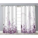 Pjdecor Purple Floral Polyester, Silk Window Curtain (5ft) Royal 8002