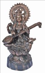 Jag Mohan Yogesh Goddess Saraswati In Gun Metal Copper Color God Idol