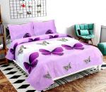 Rudra Decor Multicolor 190 Thread Count Polycotton Queen Size 3D Printed Flat Bedsheet 89 x 89 inch