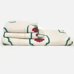 Mafatlal Bath & Hand Towel Set, 100% Cotton Premium Waffle Towel for Large Size (147x76 cms), Hand Towel ( 76x38 cms)- Light Weight, Quick Dry, Hand Printed, Indian Floral Traditional Designs & Craft, Super Absorbent Towel