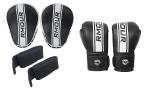 RMOUR Focus Pads/Punching Pads/Coach Pads for Boxing/MMA/MuDay Thai/Kickboxing/Karate with Hand Wraps(Boxing Tape) and 12 Oz Boxing Gloves