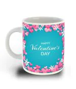 Whats Your Kick Happy Valentines Day wish Flower Design Printed White Ceramic Coffee Mug and Tea Mug 325ml