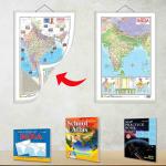 GOWOO India POLITICAL - MAP PRACTICE BOOK, BOOK OF OUTLINE MAPS India, 2 IN 1 India POLITICAL AND PHYSICAL MAP IN ENGLISH and SCHOOL ATLAS LATEST EDITION (ENGLISH) - ART PAPER | Pack of 2 Book + 2 Chart + 1 Atlas