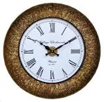 RoyalsCart Metal Antique Wooden Analog Wall Clock for Home, Office, School, Gym, Shop and Gifting || Clock Size - 40 cm x 40 cm [16 x 16 inches] [KTWC221]