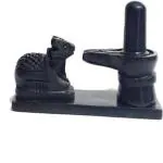 NAVYAKSH Black Marble Shivling & Nandi Ji Combo Plate 1.25 inch Decorative Showpiece - 3.175 cm