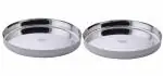 Vinod Stainless Steel Traditional Plate / Bhojan Thali / Khumcha Thali / Dinner Plate, Set of 2, Dia: 30 cm( 12 inch)
