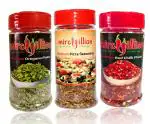 Mirchillion Pizza Trio Pack Oregano Flakes plus Pizza Seasoning plus Red Chilli Flakes - 40 Grams Each Bottle - 120 g ,Pack of 2
