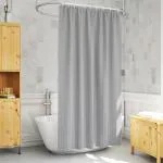 MONKDECOR Self Strip Plain Design PVC 9 ft Long Shower Curtain with Hooks (Grey, Size-54x108 inches)
