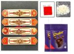 BHAKTI 2 SHAKTI MAKING WORSHIP SPECIAL Rakhi for brother | Bhaiya ki rakhi | Fancy rakhi for men with roli & akshat | Diamond Rhombus with Golden Moti | Pack of 4 | With Chocolate Shots