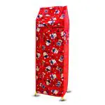 BUMTUM Baby Wardrobe Multipurpose 6 Shelve |Foldable Almirah| Baby Wardrobe For Clothes Storage | Baby Wardrobe Cover | Baby Wardrobe Wheels (Teddy Print, Red)