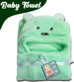 Pandaoriginals Bear Green Microfiber Bath Towel for Baby Girls (30 x 32 inch)