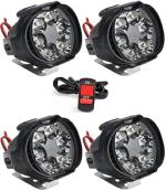 ELTRON TURBO 6 LED Fog Light/Lamp Waterproof, Head Lamp, Bar Light For All Bike, Scooty, Motorcycle, Work Lamp for Off-Roading (Pack of 4 + Free On/Off Switch) 12V DC 10W, White light