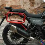 ZANA ROYAL ENFILED HIMALAYAN COMBO OFFER- SADDLE STAY GLOSSY RED HIMALAYAN BS6 (2021-22)-RADIATOR GUARD HONEYCOMB SILVER (FULL) HIMALAYAN BS-3/4/6-NEW REAR MASTER CYLINDER PROTECTOR HIMALAYAN (2022)