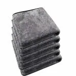 Auto Hub Heavy Microfiber Cloth for Car Cleaning and Detailing, Double Sided, Extra Thick Plush Microfiber Cloth Lint-Free, 800 GSM (Size 60cm x 40cm)/Pack of 5, Color:- Grey