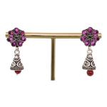 CHAITANYA EMPORIUM amazing round shape ruby stone jadau silver jhumke