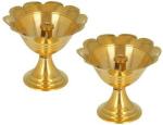 T-KA108 Urli14D3.5(1) Brass (Pack of 2) Table Diya Set  (Height: 23 inch)
