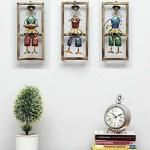Antaryuga Home And Bazaar Multicolor01 Wrought Iron Metal Rajasthani Ethnic Hand Craft 3 Cap Lady Frame Set Of 3 Wall Decor High Gloss Showpiece, 11 X 3 X 15 Inch (Set Of 3)