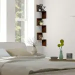 Freeliving Shelf Wall Mount, 5-Tier Floating Wall Mount, Hanging Corner Shelf, Tall Corner Bookshelf, Rustic Wood, Zig Zag Shelving Unit, Floating Shelves for Bedroom Décor, Room (Black)