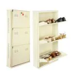 Laxmi KAPAT 3 Door Metal Wall Mounted Shoe Rack Shoe Organiser (Ivory - 41 X 20 X 6 Inch)