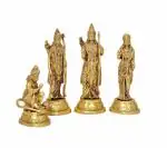 Idol Collections Gold Brass Lord Rama With Family Ram Darbar Ram, Sita, Laxman, Hanuman Statue, 11 Inch