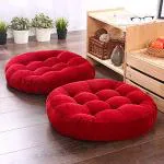 The Purple Tree Round Velvet Floor Cushions Pillows for Living Room and Outdoor (Pack of 2 , 50x50 cm , Red) Floor Cushions , Tatami Cushion , Patio Cushion , Balcony Cushion , Floor Seating