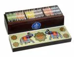 Octavius Assortment of Fine Black & Green Teas in Handcrafted Wooden Gift Box with Traditional Indian Elephant Pattern On The Lid - 60 Teabags - 120 Gm