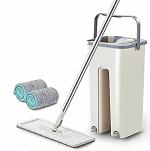KAYAAN Scratch net Mop with Bucket and Mop Pads and Squeeze Dry Flat Mop