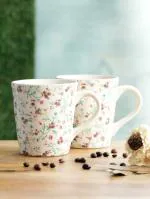 Crock Comforts - Handmade Ceramic Colorful Flower Coffee Mugs- Set of 2 (300 ML, Microwave & Dishwasher Safe,CC-CM2)