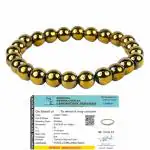 DVISHA Traders Golden Pyrite Bracelet Lab-certified 8mm Stretchable Unisex Bracelet For Prosperity, Good Luck, Manifestation & Meditation