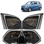 Kingsway Car Magnetic Sun Shades Curtains for Maruti Suzuki Wagon R, Model Year : 2019 Onwards, Full Window Cover, Color : Black, Cotton Mesh, Complete Set of 4 Piece