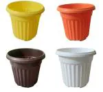 Audbhidhi Pots Goa Design Plastic Flower Planter for Plants & Home Gardening 10 Inch Gamla ( Multi Colour), 4 Pieces