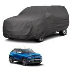 Auto Hub Car Body Cover Compatible with Tata Punch with Mirror Pockets, Triple Stitched, Water Resistant Car Cover, Grey