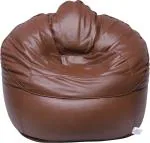 THREADVIBELIVING Tan Leather Bean Bag Sofa With Bean Filling (XXXL)