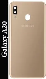 PURPLESAVVY Gold Plastic Camera Glass Ring Back Panel For Samsung Galaxy A20