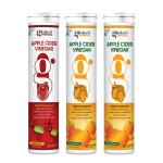GLIMLACH Apple Cider Vinegar Effervescent Tablets for Weight Loss | With Vitamin B6 & B12 | 100% Vegan | No Added Sugar | 1 Apple + 2 Mango Flavor | Pack of 3 (20 Tablets Per Bottle)
