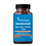 Simply earth Magnesium - Magnesium Glycinate, Citrate, Oxide & added Zinc | Supports Muscle, Nerve Functions & Healthy Bones - 120 Tablets