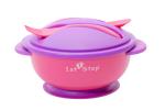 1st Step Feeding Bowl With Fork And Spoon - Pink And Purple
