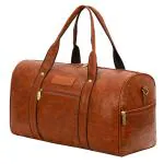 Hard Craft Textured PU Leather Stylish Travel Duffle Medium Cabin Size Duffel Bag for Men & Women