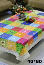 ROYAL-NEST Printed 2 to 4 Seater 3D Table cover Self Design Multicolor, Rangoli Color with Lace