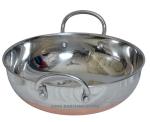 ASHA BARTHAN STORE Copper Bottom Stainless Steel Kadhai Pot Pans for Frying for Kitchen (1 Liter Copper Bottom Steel kadai)