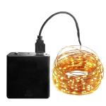 LTETTES Divstylz Warm White LED Copper String Lights with 2 in 1 Combination Power and USB 9 cm and 100 Lights