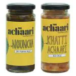 THE ACHAARI HEALTHIER PICKLING Nouncha Dry Mango Pickle & Khatti Achaari Black Pepper, 100% No Oil & No Preservative, Homemade Mango Pickles, 500grams (Pack of 2)