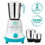 INALSA Mixer Grinder Jazz Pro -550W with 3 Stainless Steel Jars (White)